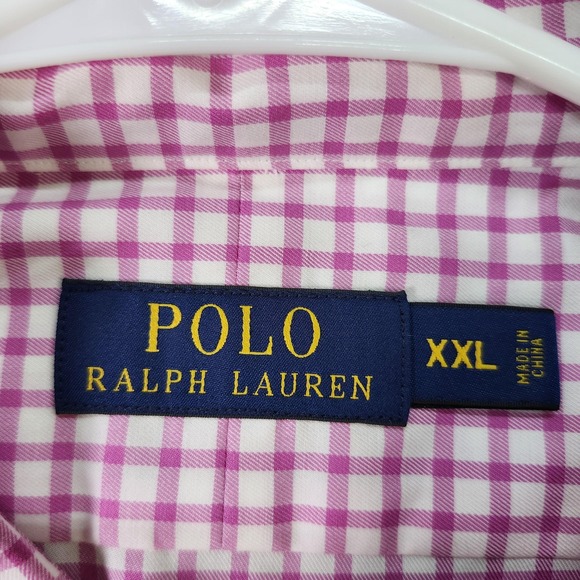 Polo Ralph Lauren Shirt Mens 2XL Pink Check Long Sleeve Button Down Classic - Picture 3 of 7